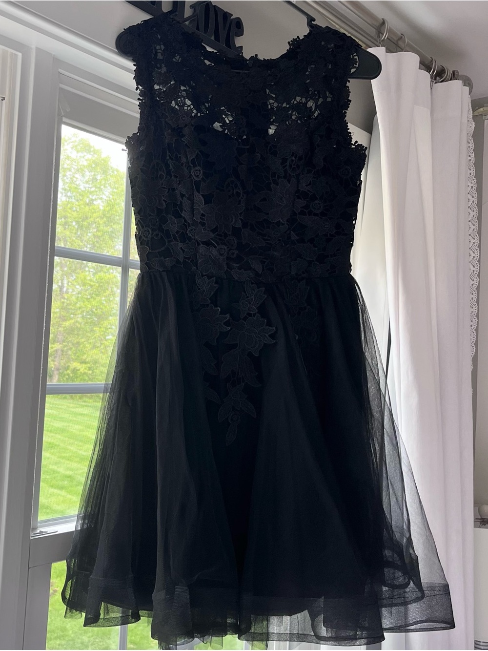 NWT Vicky & Lucas Black Lace Tulle Cocktail Dress Homecoming Mini LBD